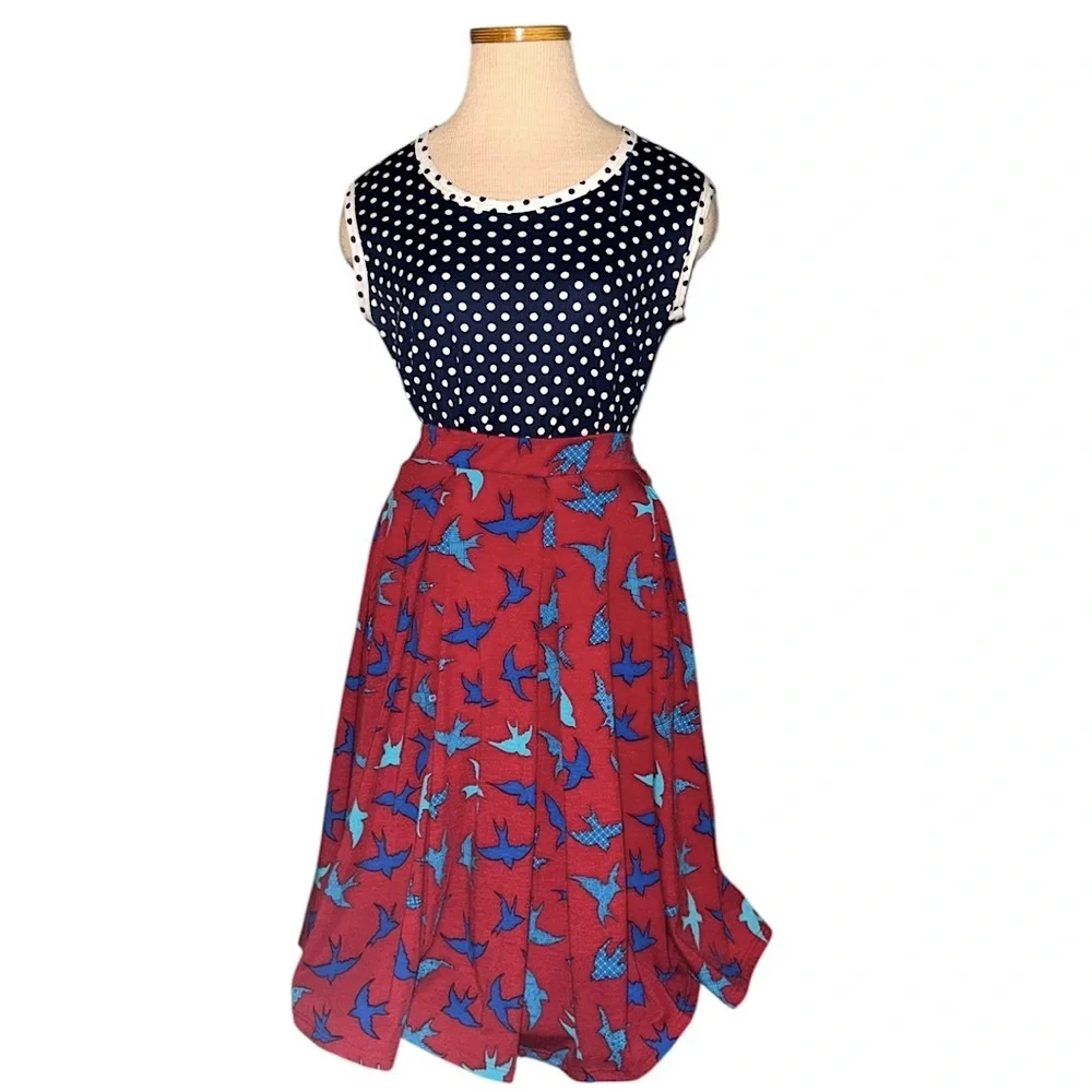Pleated Bird Skirt With Pockets LuLaRoe Madison - Picture 2 of 9